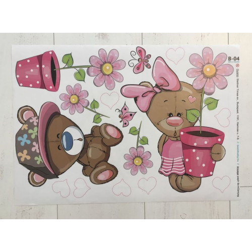 Macipár virágos babaszoba falmatrica