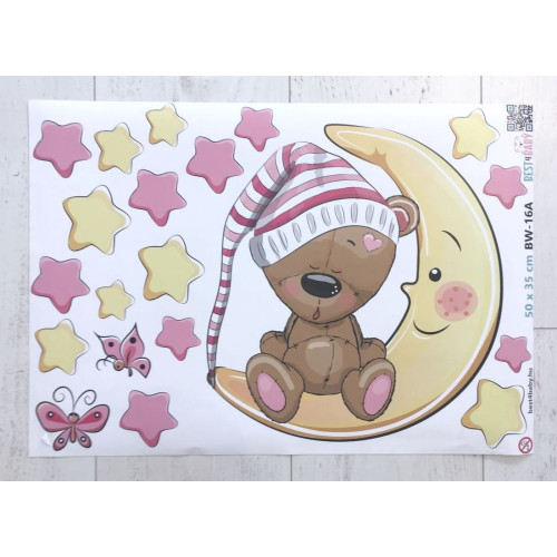 Maci sapkában, csillagokkal baba matrica