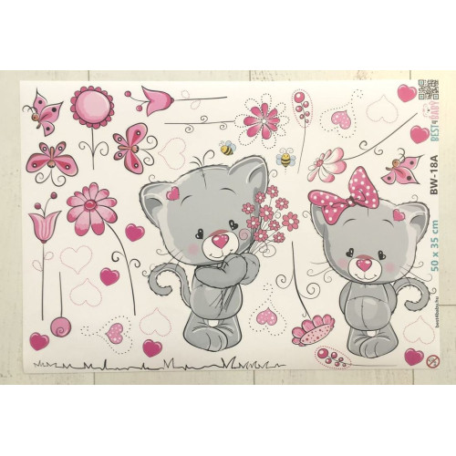 Szerelmes cica pár babaszoba falmatrica