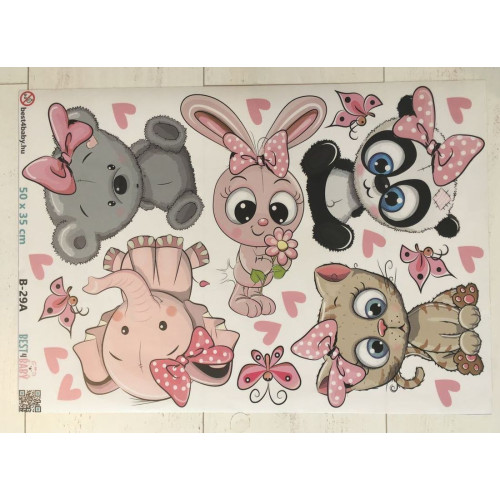 Kislány állatok falmatrica csomag