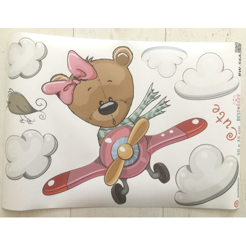 Repülő maci lány babaszoba falmatrica