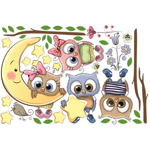 Bagoly pár csillagokkal faldekoráció