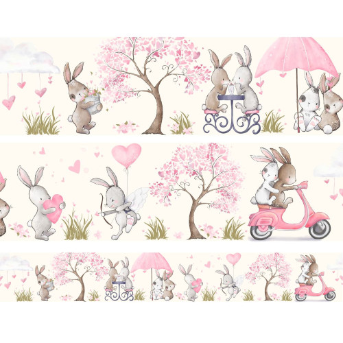 BDP-04A "Bunny Love" Szívek és Nyuszik bordűr