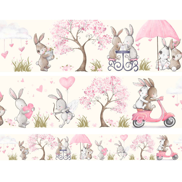 BDP-04A "Bunny Love" Szívek és Nyuszik bordűr BDP-04A "Bunny Love" Szívek és Nyuszik bordűr