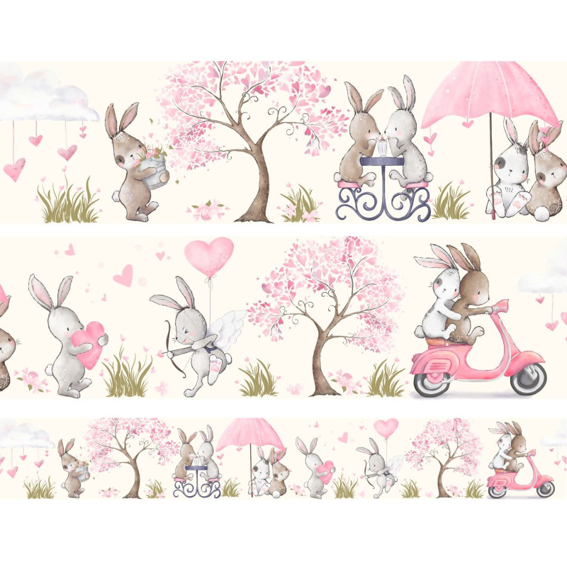 BDP-04A "Bunny Love" Szívek és Nyuszik bordűr