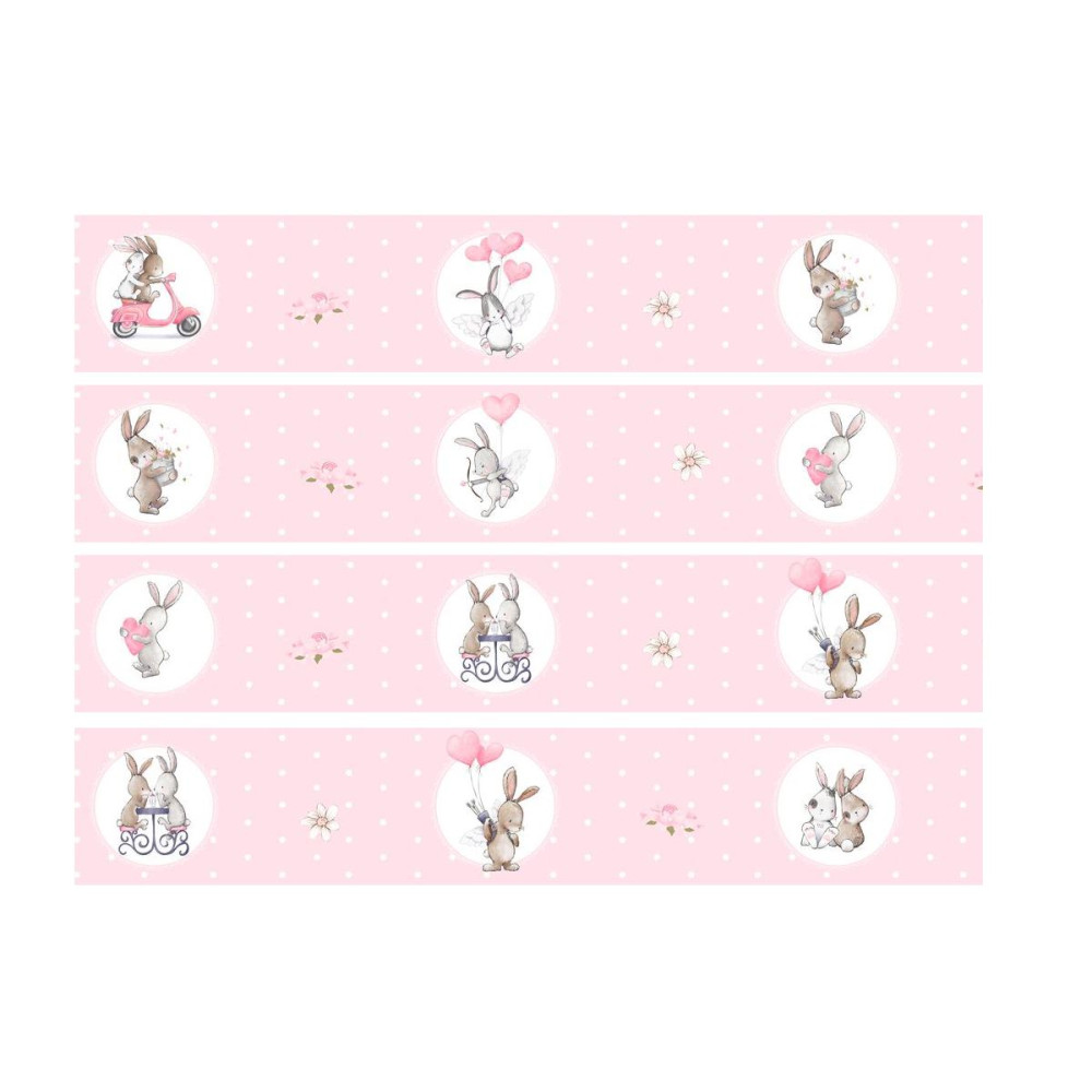 BDP-04B "Bunny Love" szíves rózsaszín nyuszis bordűr