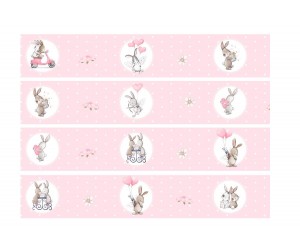 BDP-04B "Bunny Love" szíves rózsaszín nyuszis bordűr