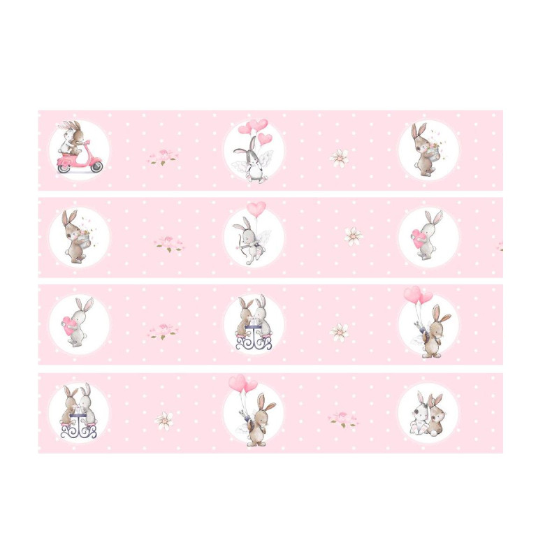 BDP-04B "Bunny Love" szíves rózsaszín nyuszis bordűr