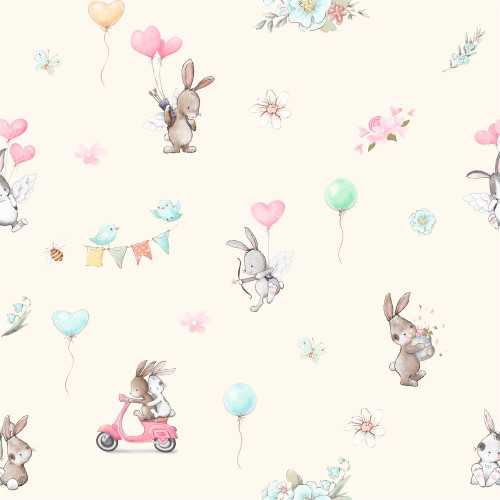 BTP-04A "Bunny Love" magyar, kislány mintás nyuszis tapéta