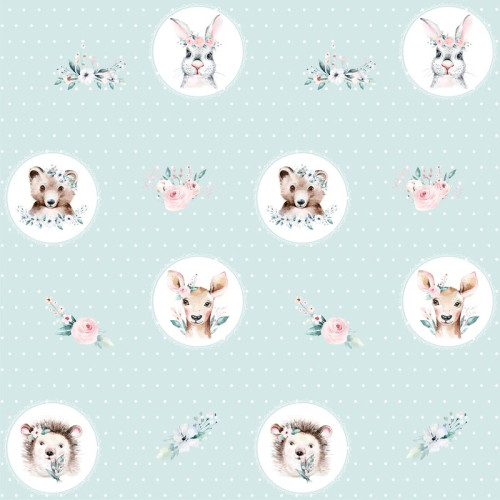 BTP-03A "Watercolor forrest animals" magyar, unisex állat mintás tapéta