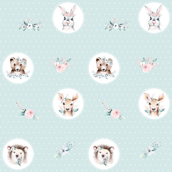 BTP-03A "Watercolor forrest animals" magyar, unisex állat mintás tapéta
