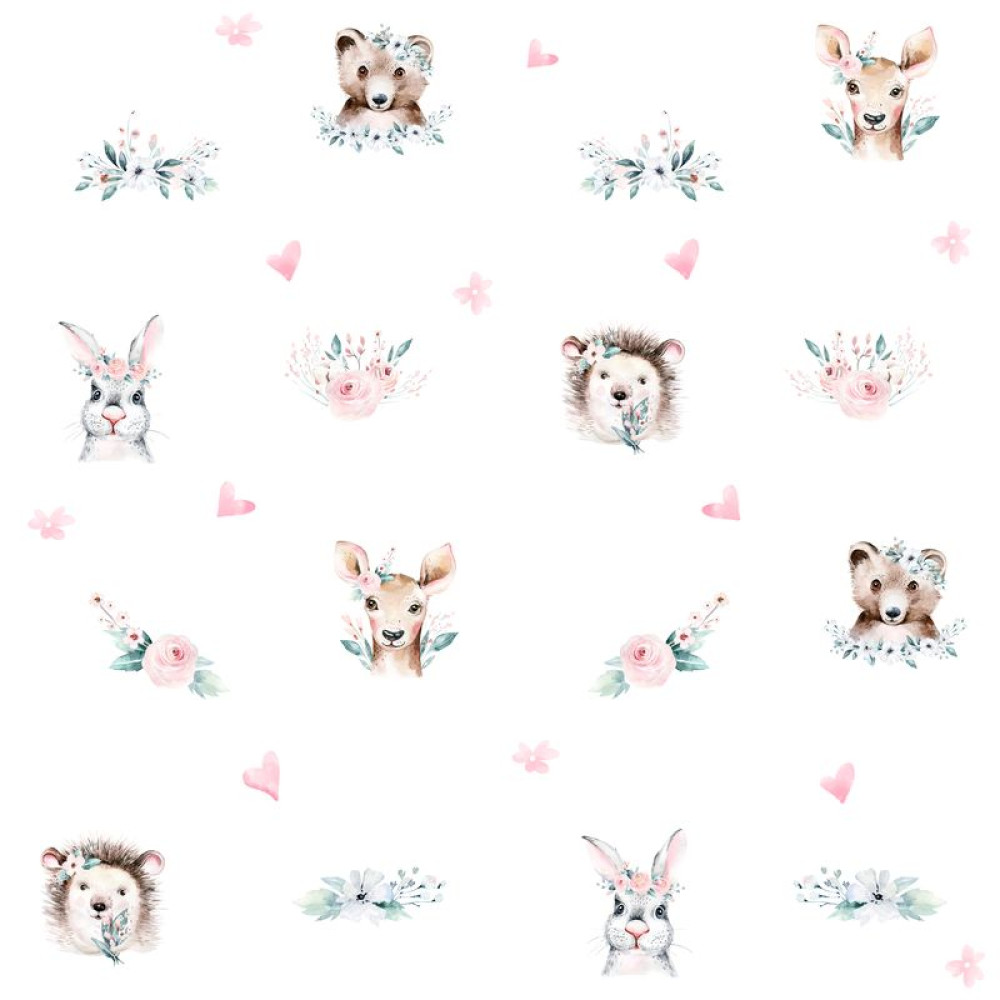 BTP-03B "Watercolor forrest animals" magyar, unisex állatos tapéta BTP-03B "Watercolor forrest animals" magyar, unisex állatos tapéta