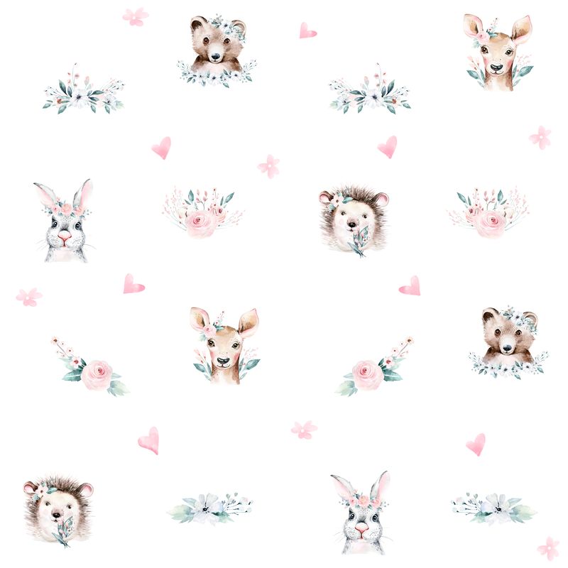 BTP-03B "Watercolor forrest animals" magyar, unisex állatos tapéta