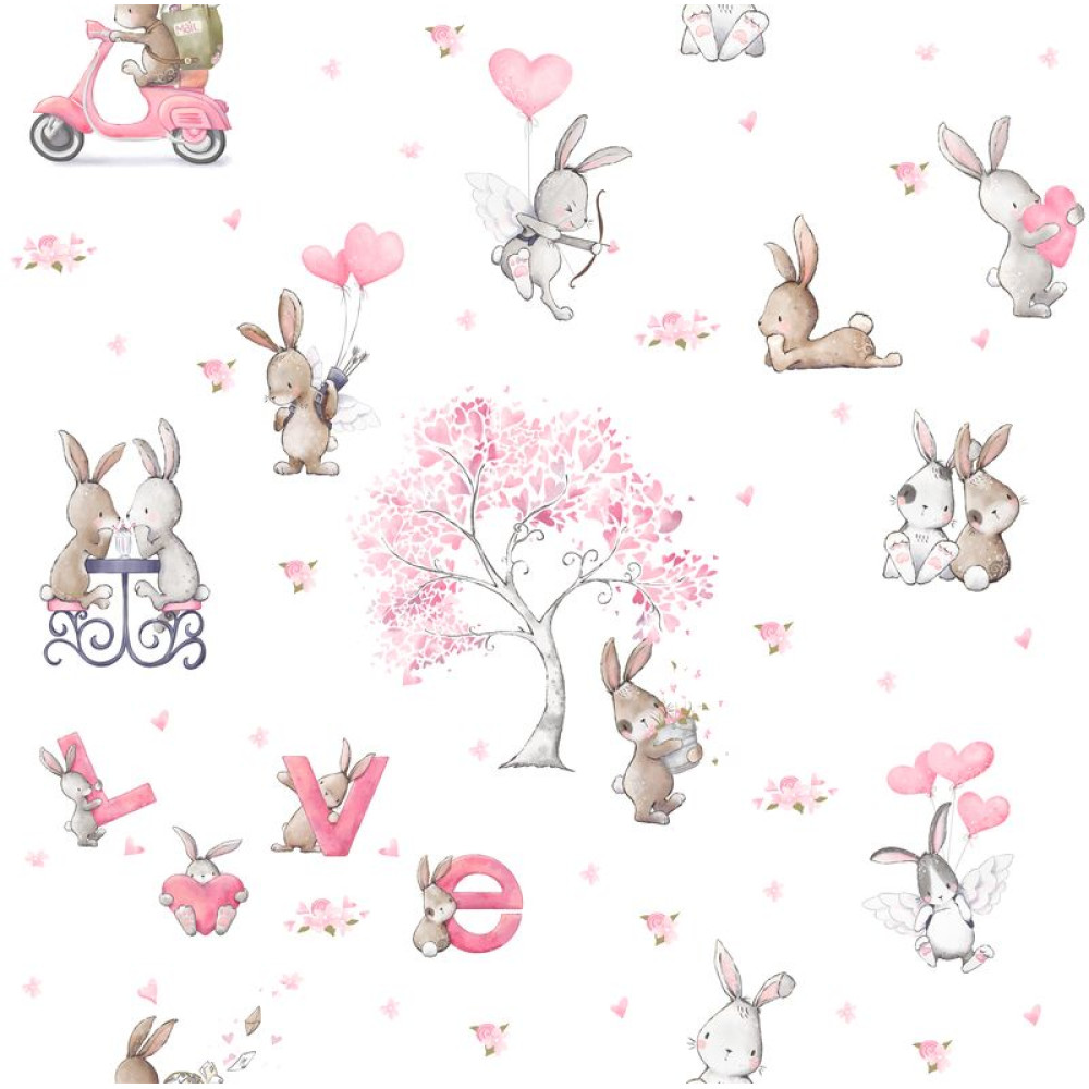 BTP-04B "Bunny Love" magyar, kislány mintás nyuszis tapéta