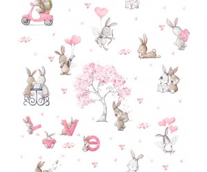 BTP-04B "Bunny Love" magyar, kislány mintás nyuszis tapéta