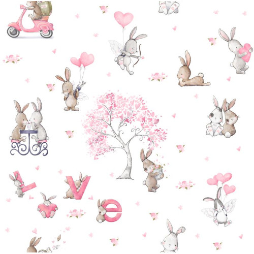 BTP-04B "Bunny Love" magyar, kislány mintás nyuszis tapéta