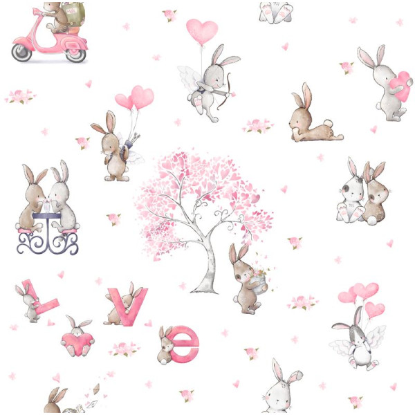 BTP-04B "Bunny Love" magyar, kislány mintás nyuszis tapéta