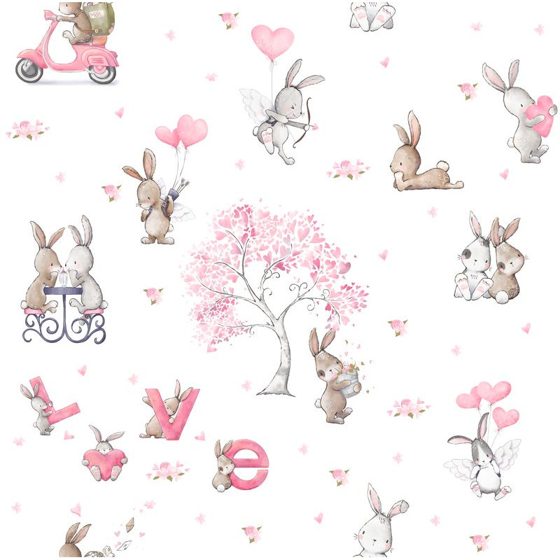 BTP-04B "Bunny Love" magyar, kislány mintás nyuszis tapéta