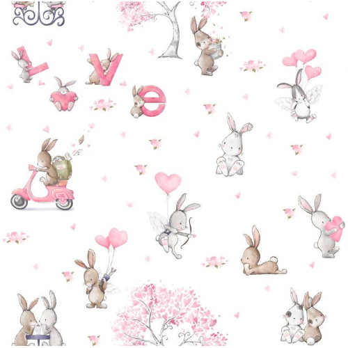 BTP-04B "Bunny Love" magyar, kislány mintás nyuszis tapéta