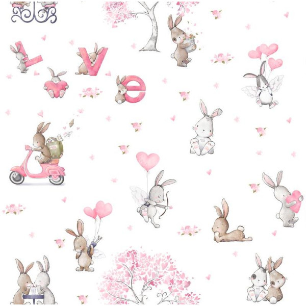 BTP-04B "Bunny Love" magyar, kislány mintás nyuszis tapéta