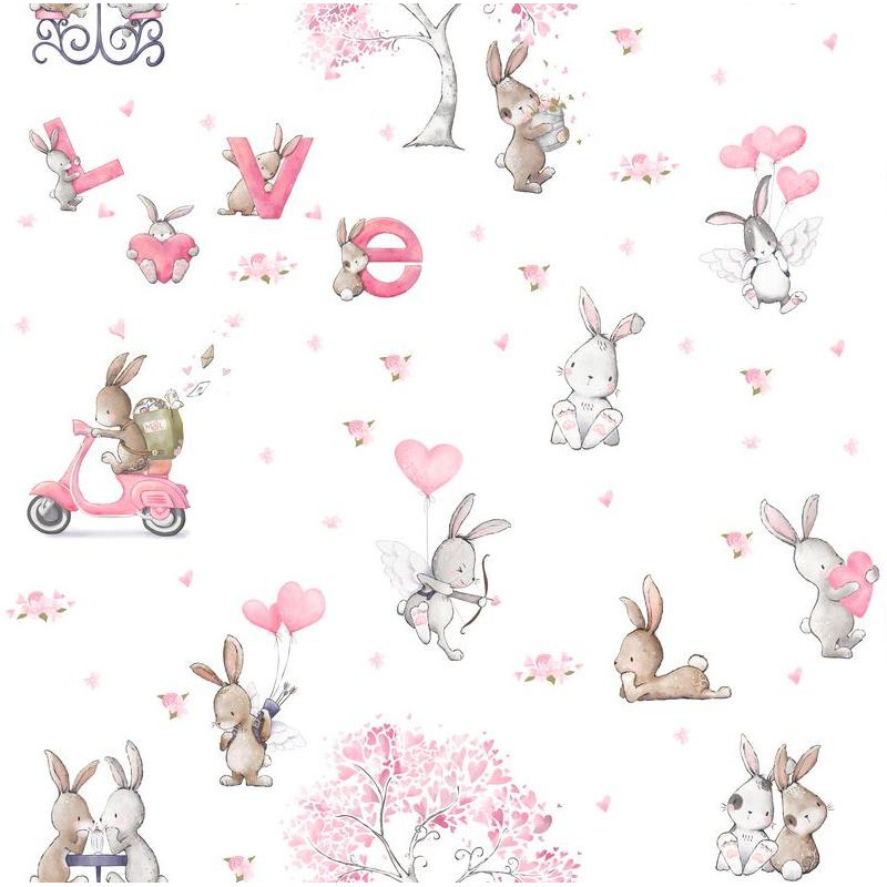 BTP-04B "Bunny Love" magyar, kislány mintás nyuszis tapéta