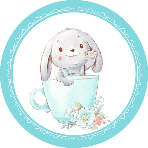 BWP-01 Best4Baby prémium türkizkék óriás kerek nyuszis falmatrica - 50 x 50 cm