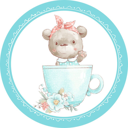 BWP-02 Best4Baby prémium türkizkék óriás kerek macis falmatrica - 50 x 50 cm