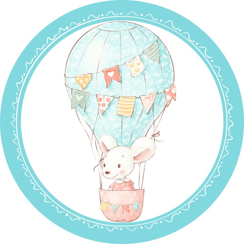 BWP-05 Best4Baby prémium türkizkék óriás kerek egérke falmatrica - 50 x 50 cm