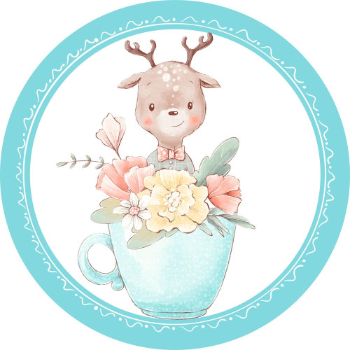 BWP-06 Best4Baby prémium türkizkék óriás kerek szarvas falmatrica - 50 x 50 cm