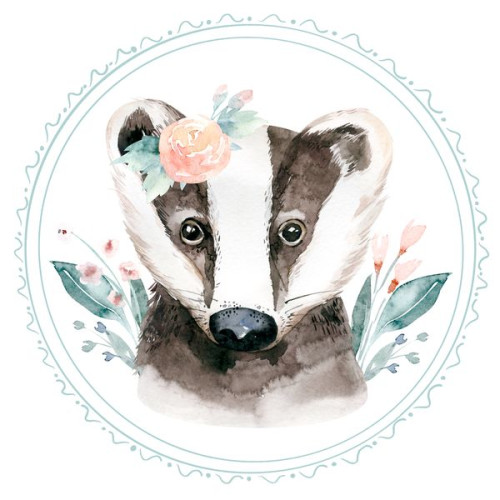 BWP-08 Best4Baby prémium óriás borz lány menta kerek falmatrica - 50 x 50 cm