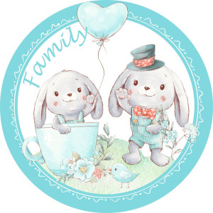 BWP-14 Best4Baby prémium türkizkék óriás kerek nyuszi apa és fia falmatrica - 50 x 50 cm BWP-14 Best4Baby prémium türkizkék óriás kerek nyuszi apa és fia falmatrica - 50 x 50 cm