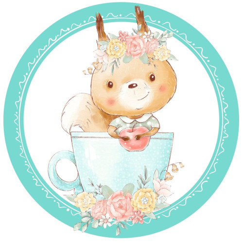 BWP-16 Best4Baby prémium mentazöld óriás kerek mókus kislány falmatrica - 50 x 50 cm