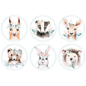 BWPSZ-02 Best4Baby prémium menta erdei állatok kerek falmatrica csomag - 6 db-os BWPSZ-02 Best4Baby prémium menta erdei állatok kerek falmatrica csomag - 6 db-os