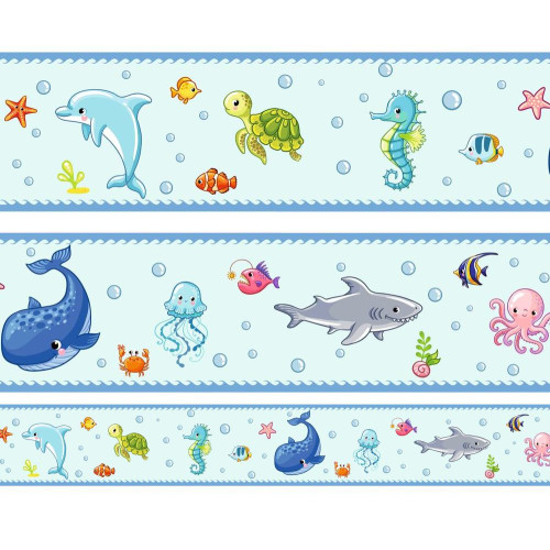 Óceáni állatos gyerekszoba bordűr