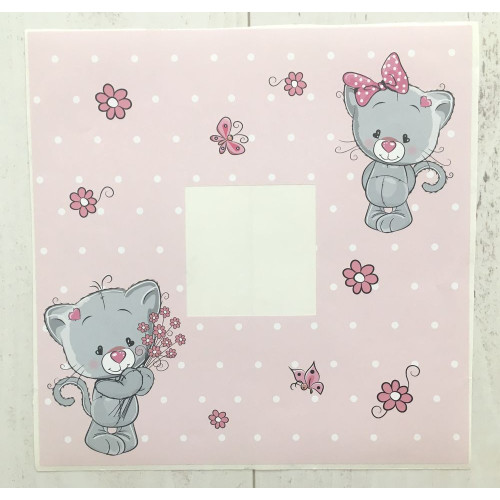 Kapcsoló matrica, rózsaszín, cicás