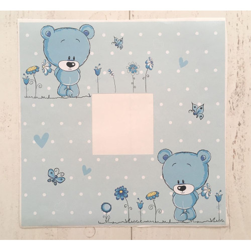 Kapcsoló matrica, kék macis, fiú