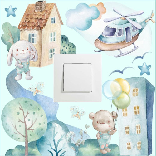 "Boy's World" villanykapcsoló falmatrica