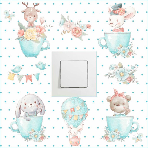 "Friends & Peace" pöttyös villanykapcsoló falmatrica