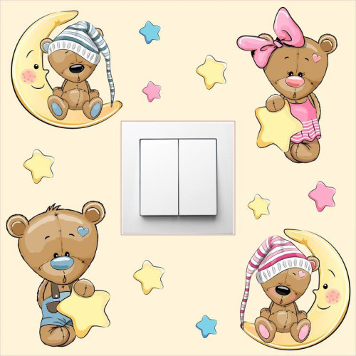 Csillagos, macis villanykapcsoló falmatrica