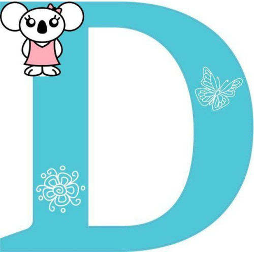 "D" betű matrica, türkiz