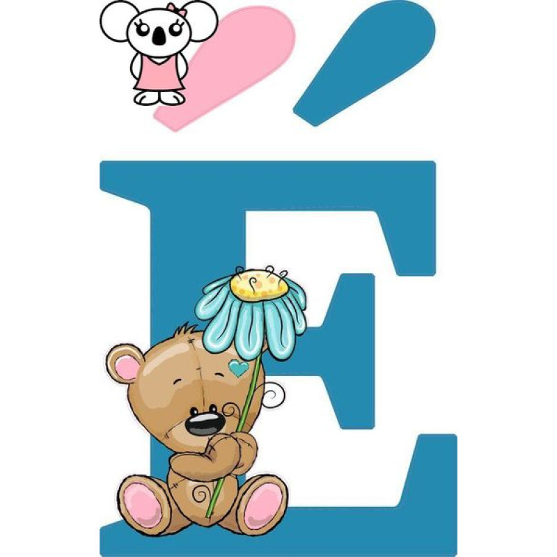 "É" betű matrica, kék