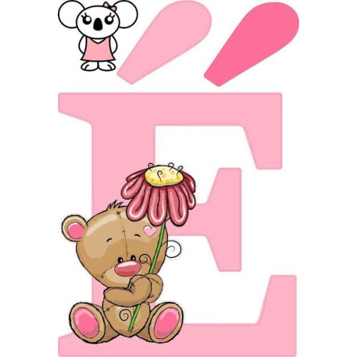 "É" betű matrica, rózsaszín