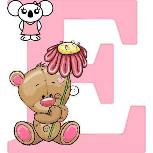 "E" betű matrica, rózsaszín