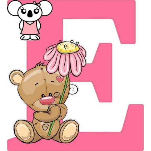 "E" betű matrica, pink