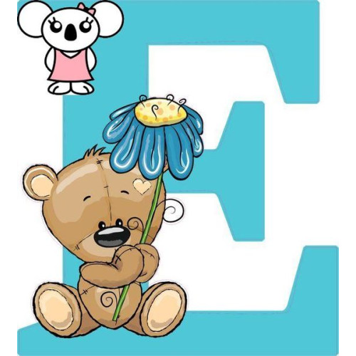 "E" betű matrica, türkiz