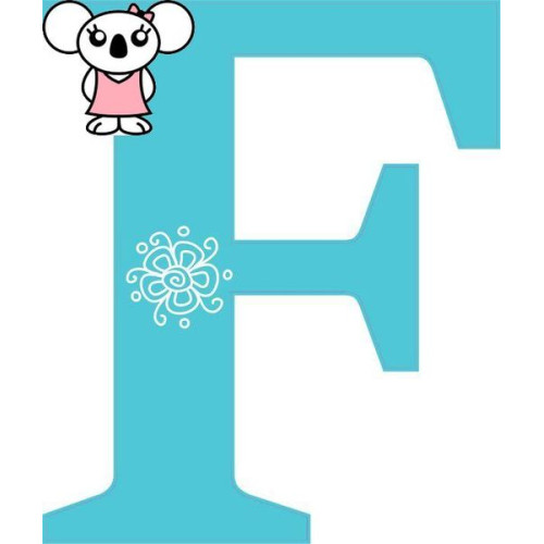 "F" betű matrica, türkiz