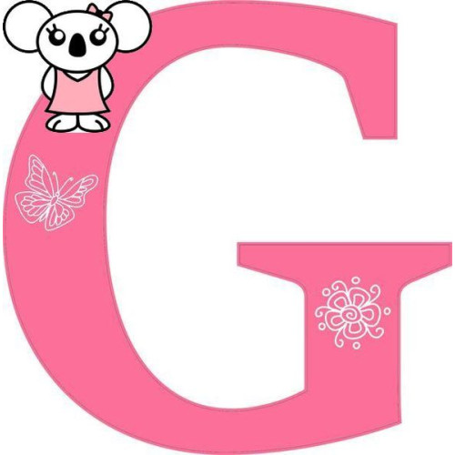 "G" betű matrica, pink