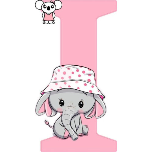 "I" betű matrica, rózsaszín