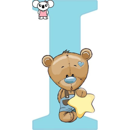 "I" betű matrica, világoskék