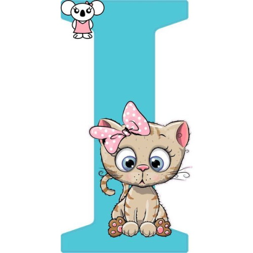 "I" betű matrica, türkiz